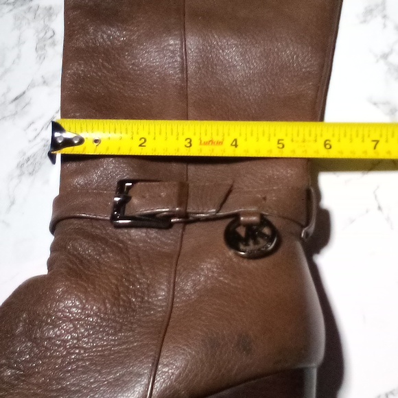 *SOLD*  Michael Kors Knee High Boots Clara Wedge Tumbled Leather Mocha Brown 8.5 - Picture 14 of 16